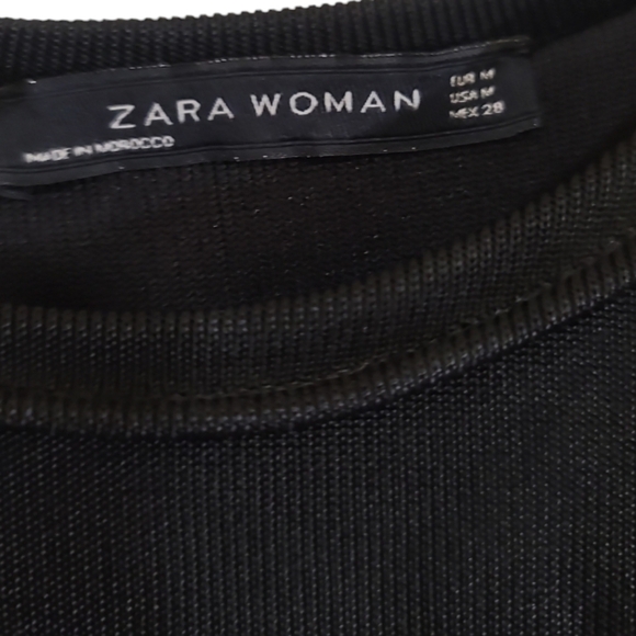 Zara Woman Ponte Knit Ruffle Hem Mini Dress Black Medium Little Black Dress LBD - Picture 7 of 8